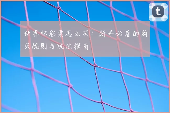 世界杯彩票怎么买?新手必看的购买规则与玩法指南